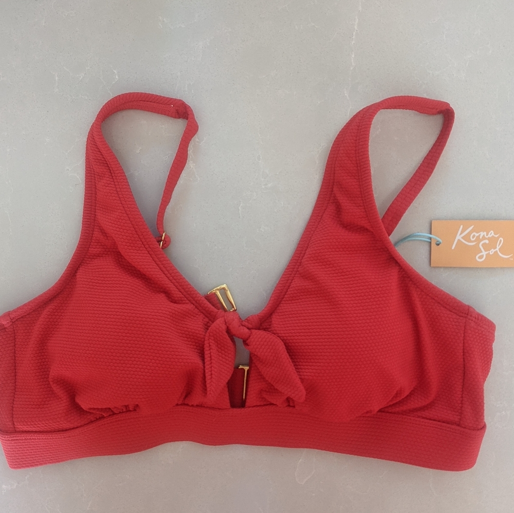 Red swimsuit bikini top